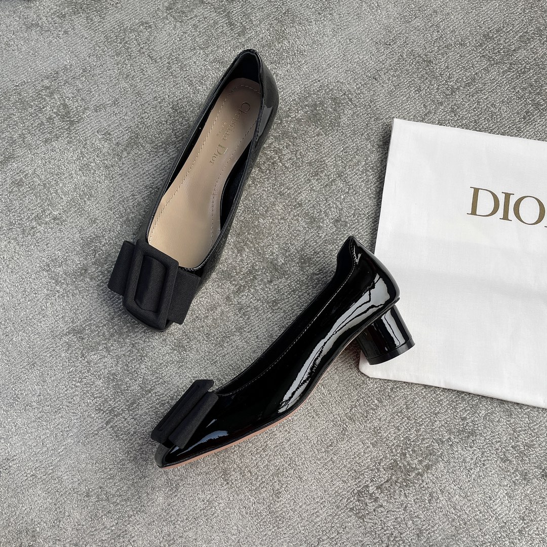 DIOR Ballet Heels Black Cloth Buckle 3.5cm