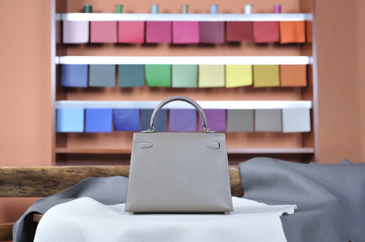 Kelly25 Elephant Gray Gold Buckle Epsom Leather