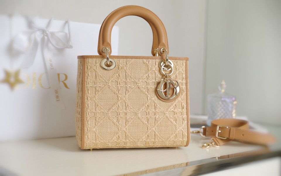LADY DIOR Raffia Rattan Grid DR-051
