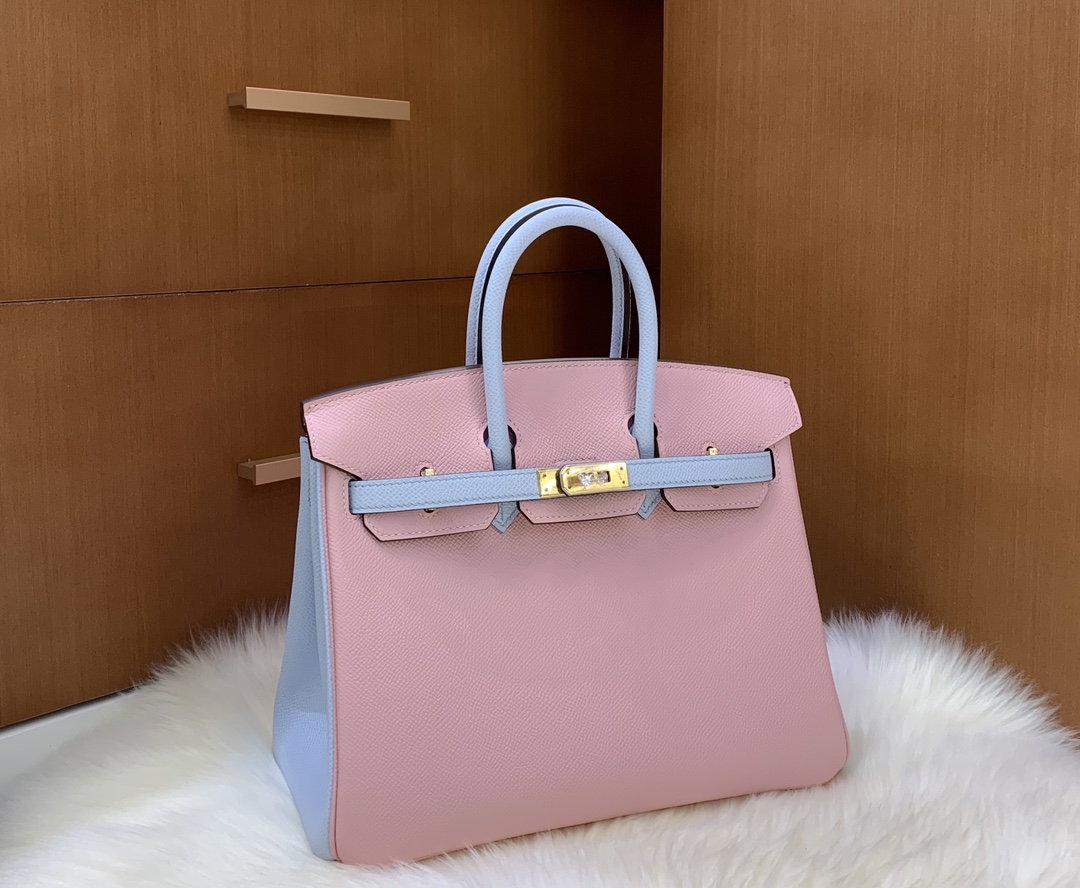 Birkin 25cm epsom leather 3Q powder ➕ haze blue gold buckle