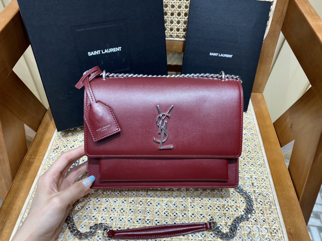 SAINT LAURENT 𝑺𝒖𝒏𝒔𝒆𝒕 𝟮𝟮𝒄𝒎 #442906Original leather