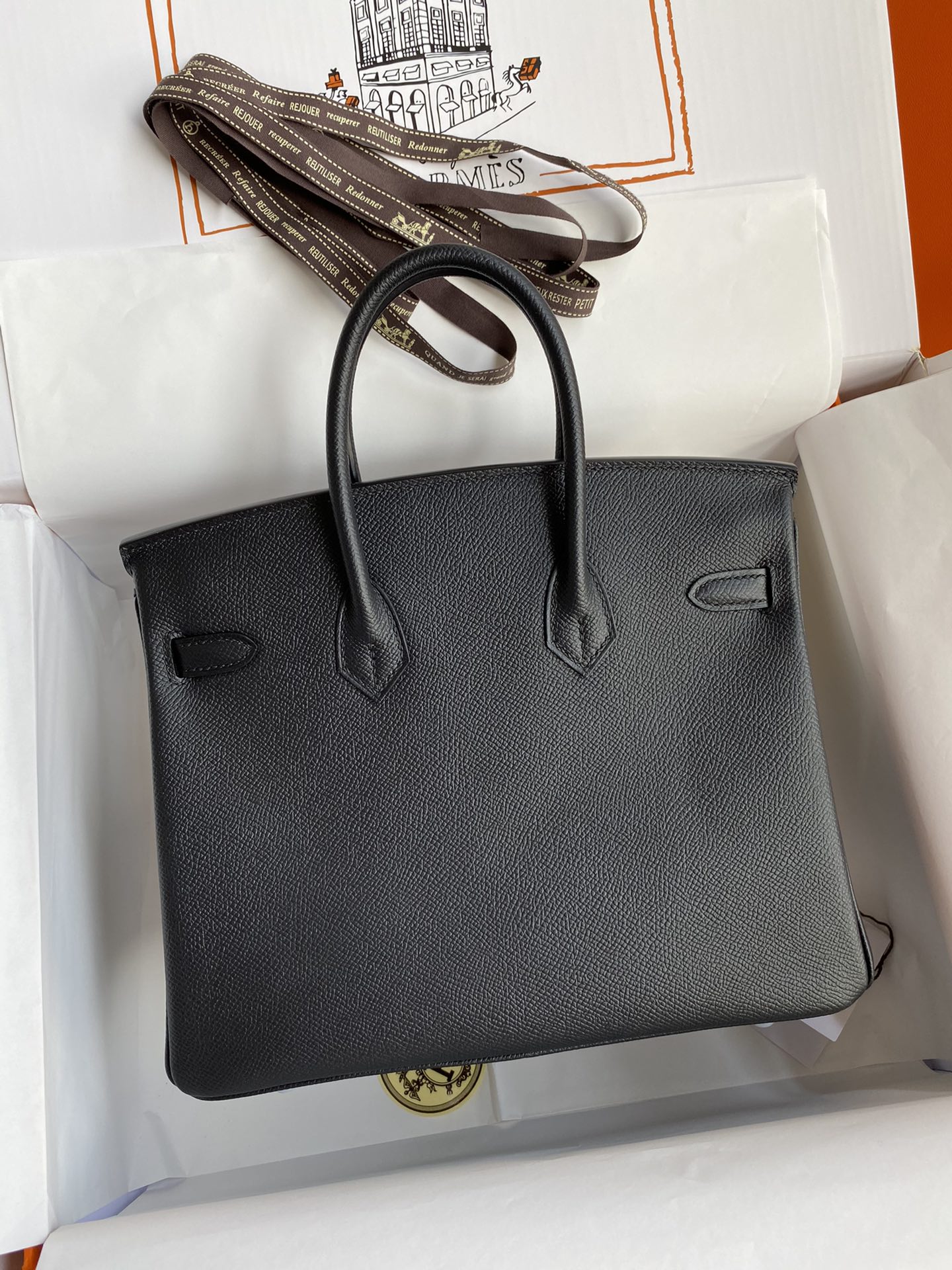 Birkin 25cm Epsom Leather Black Silver Buckle