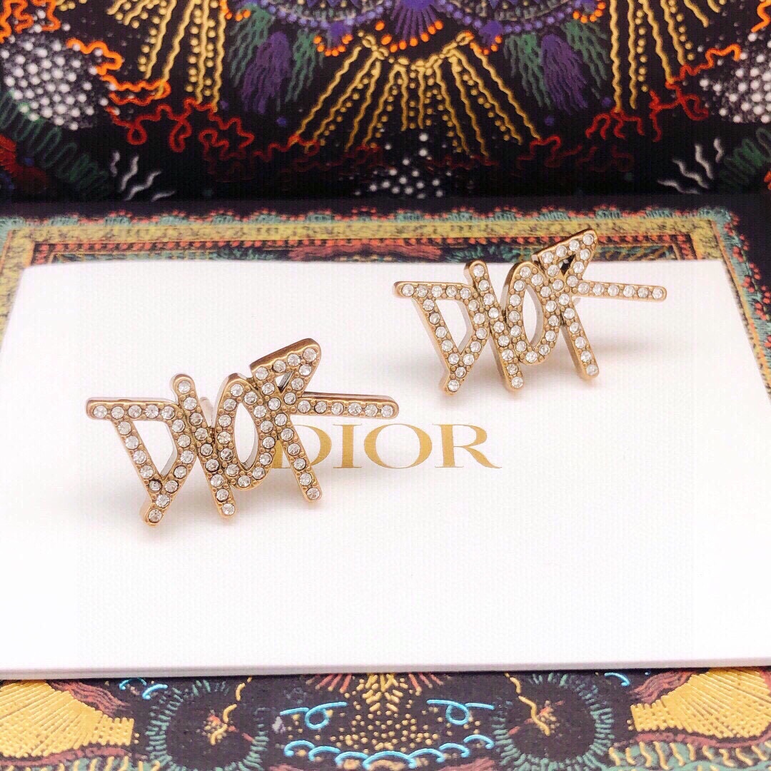 Dior Mini Alphabet Stud Earrings