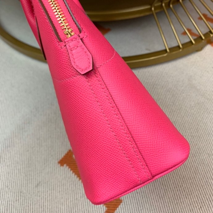 Bolide 27cm Imported original Epsom leather Semi hand waxed and stitched peach silver buckle