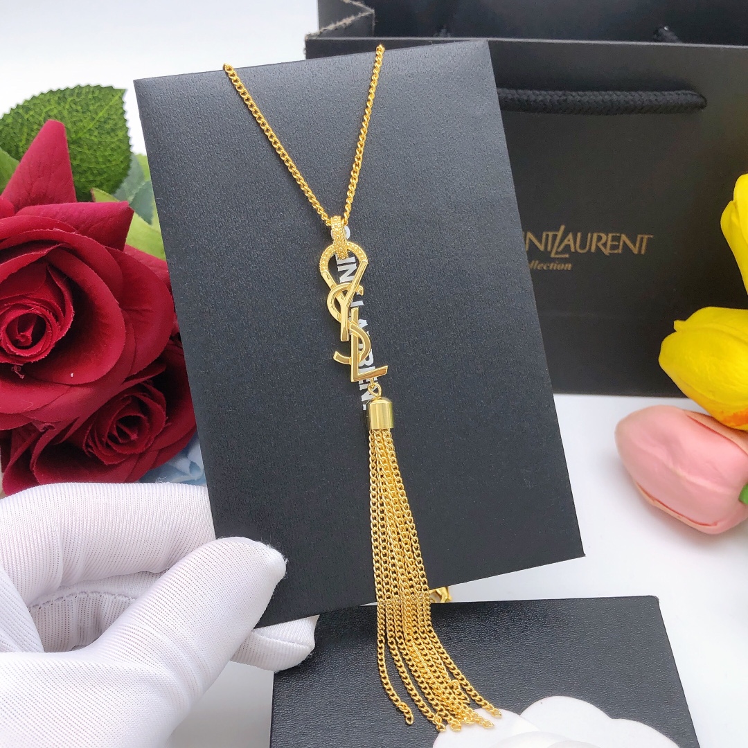Saint Laurent YSL monogrammed tassel necklace