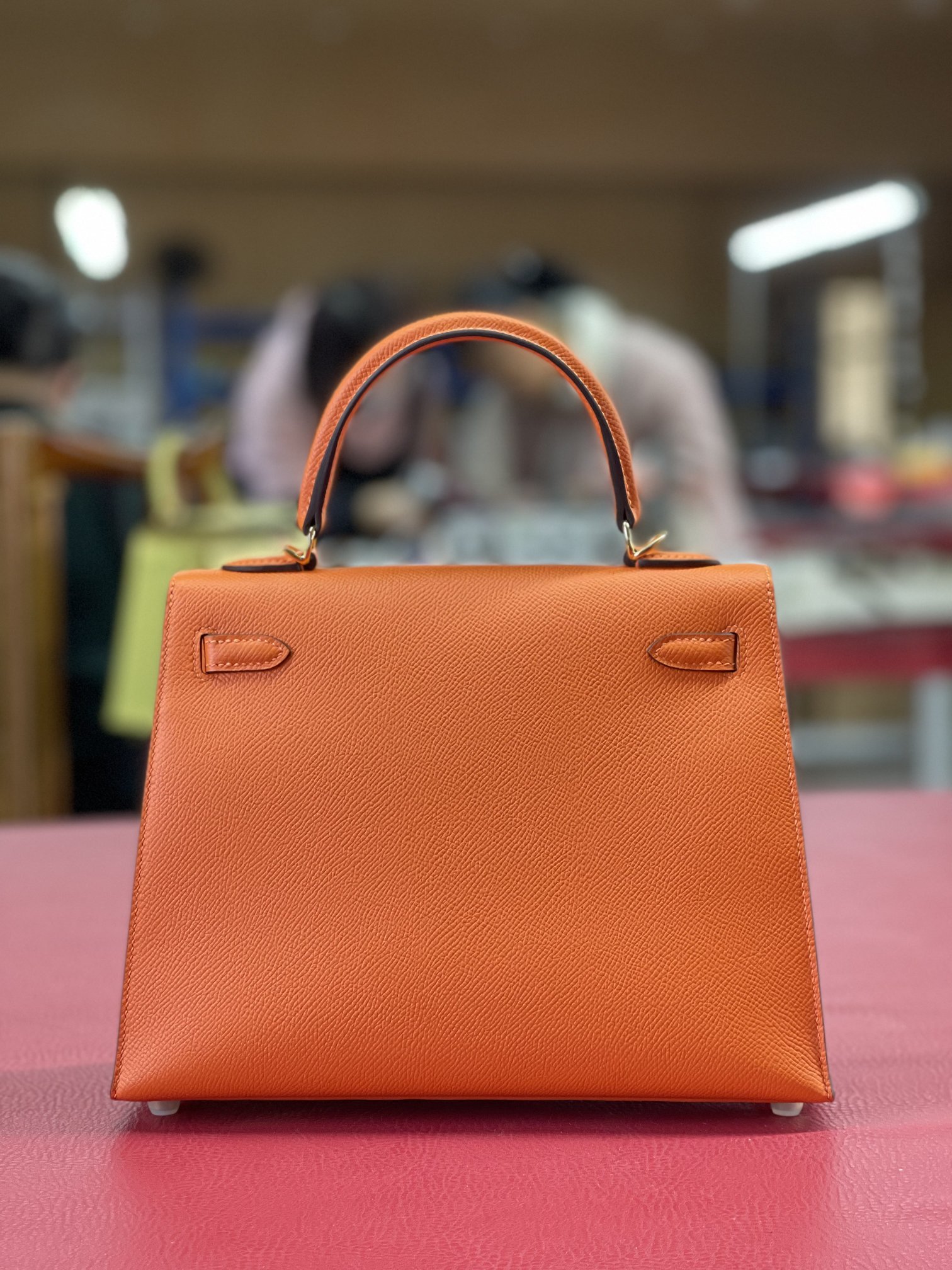 Kelly25 classic orange ep leather gold buckle