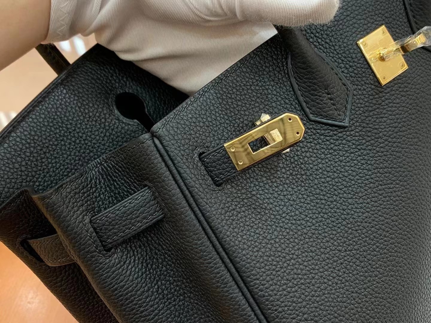 Birkin Black Gold Buckle togo French original beeswax thread