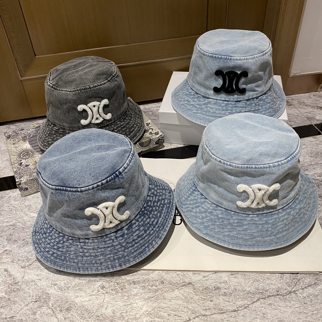[CELINE Celine] 2023 new denim made of old fisherman hat