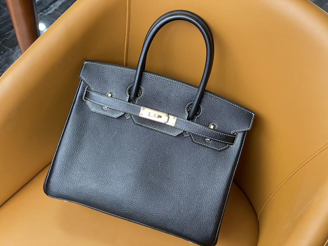 Birkin 25/30 Black goat skin inside match 9R color line