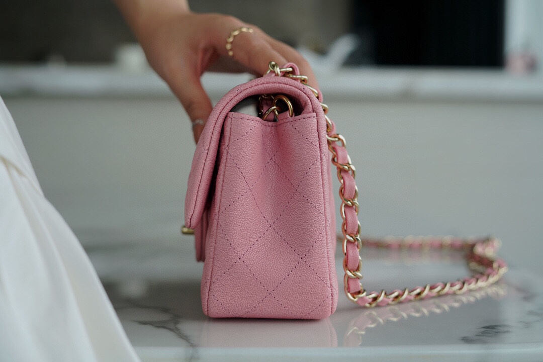 𝐂𝐇𝐀𝐍𝐄𝐋 Classic Flap Italy 🇮🇹 𝑰𝒏𝒄𝒂𝒔Original Washed Fetal Cow🐂 Washed Fetal Cow Big 𝒎𝒊𝒏𝒊 🌸Pink