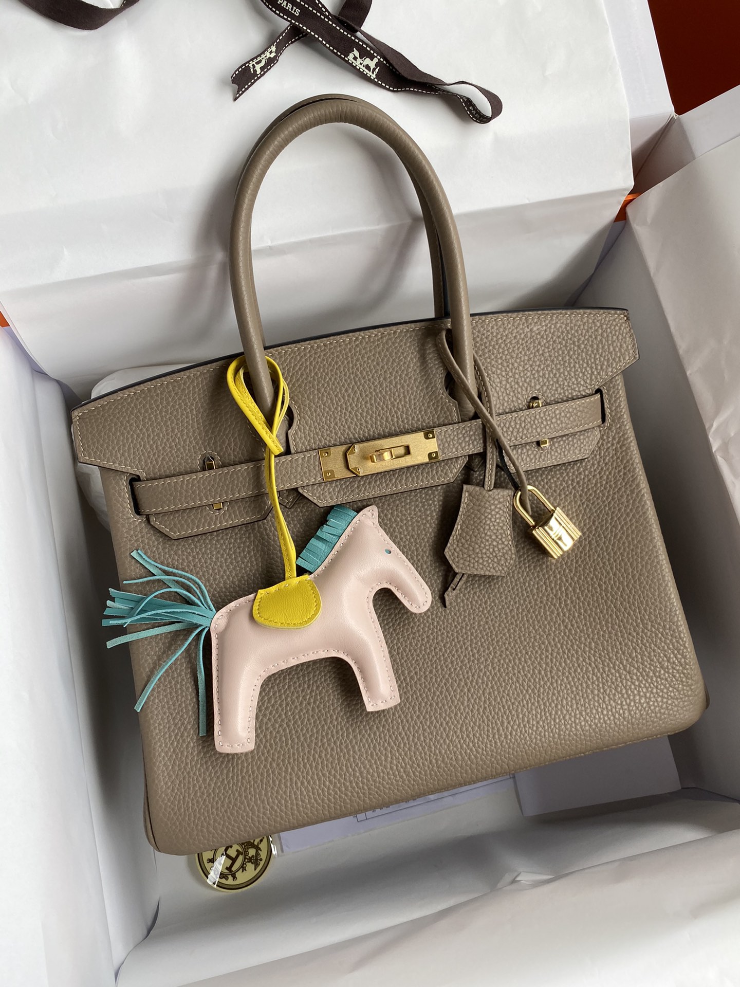Birkin 25/30/35cm Imported Togo Leather Turtle Grey Gold Buckle