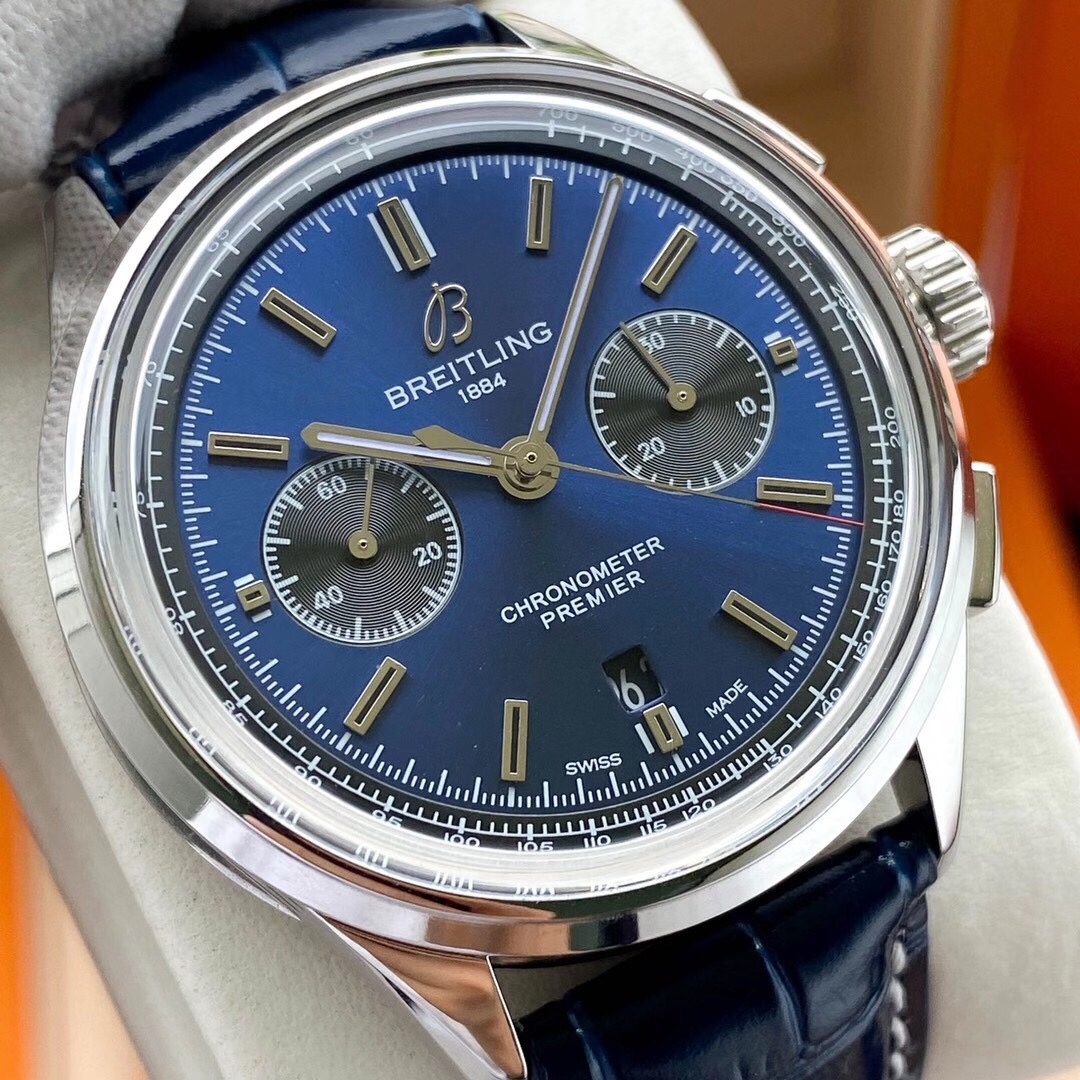 Breitling-Premier B01 Chronograph screw-in steel, transparent sapphire