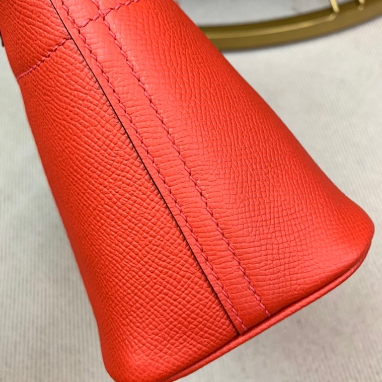 Bolide 27cm Imported original Epsom leather Semi-hand waxed stitching Large red silver buckle