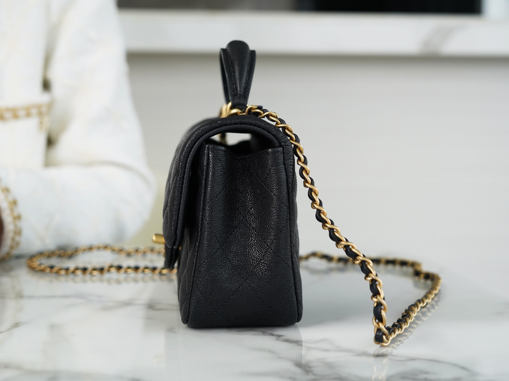 𝗖𝗛𝗔𝗡𝗘𝗟 𝗖𝗹𝗮𝘀𝘀𝗶𝗰 𝗙𝗹𝗮𝗽 2021 𝗦𝘀 Spring/Summer New Handle 𝐂𝐅 𝐦𝐢𝐧𝐢耀夜黑