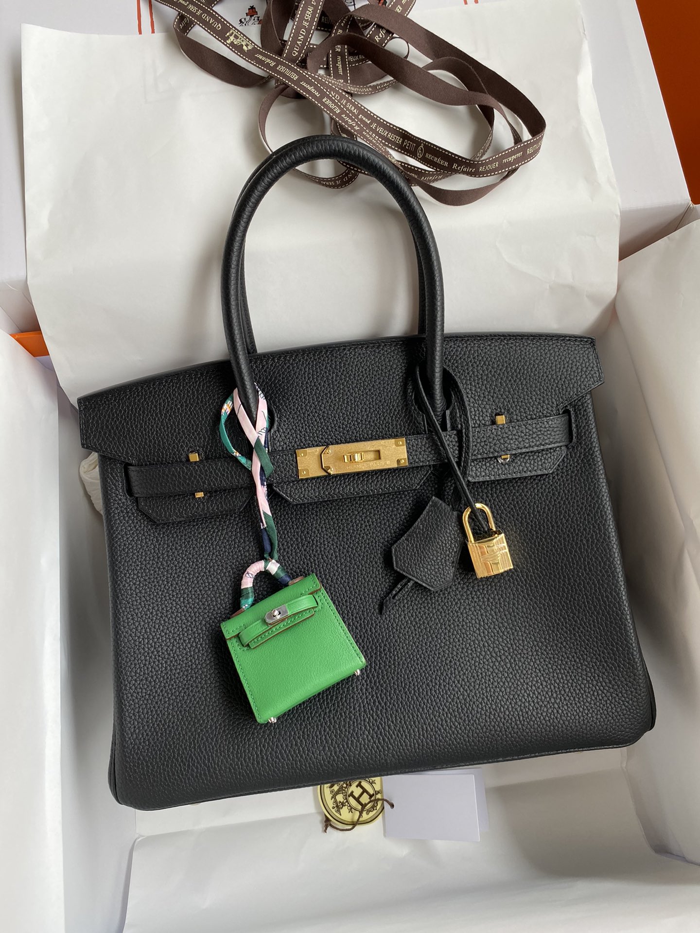 Birkin 25/30/35cm imported Togo leather black gold buckle