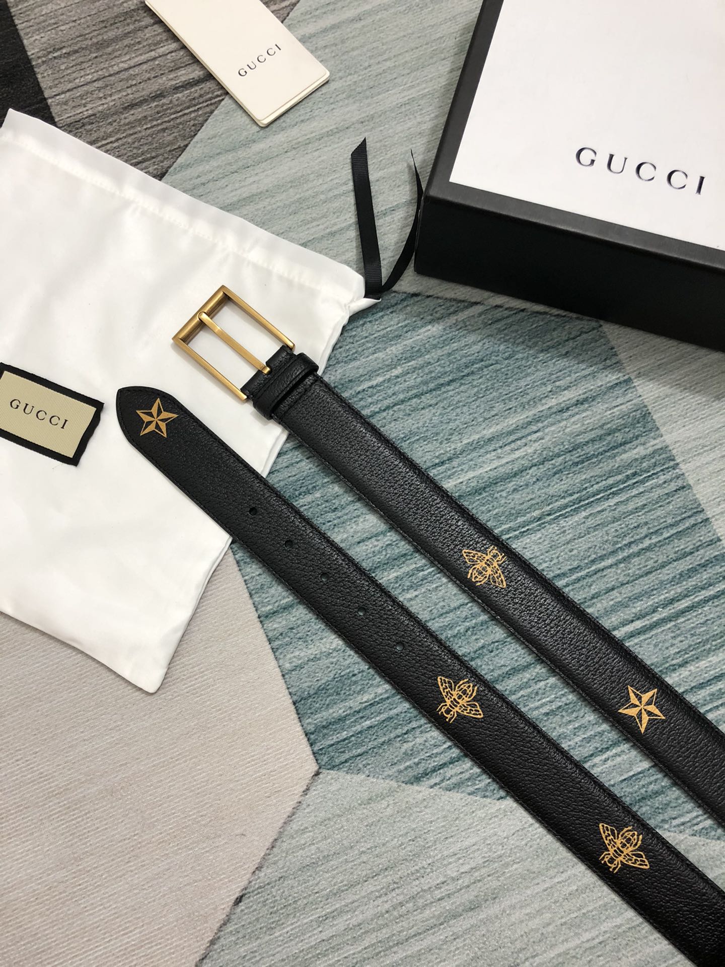 GUCCI head layer pigskin pattern bronzing little bee star craft