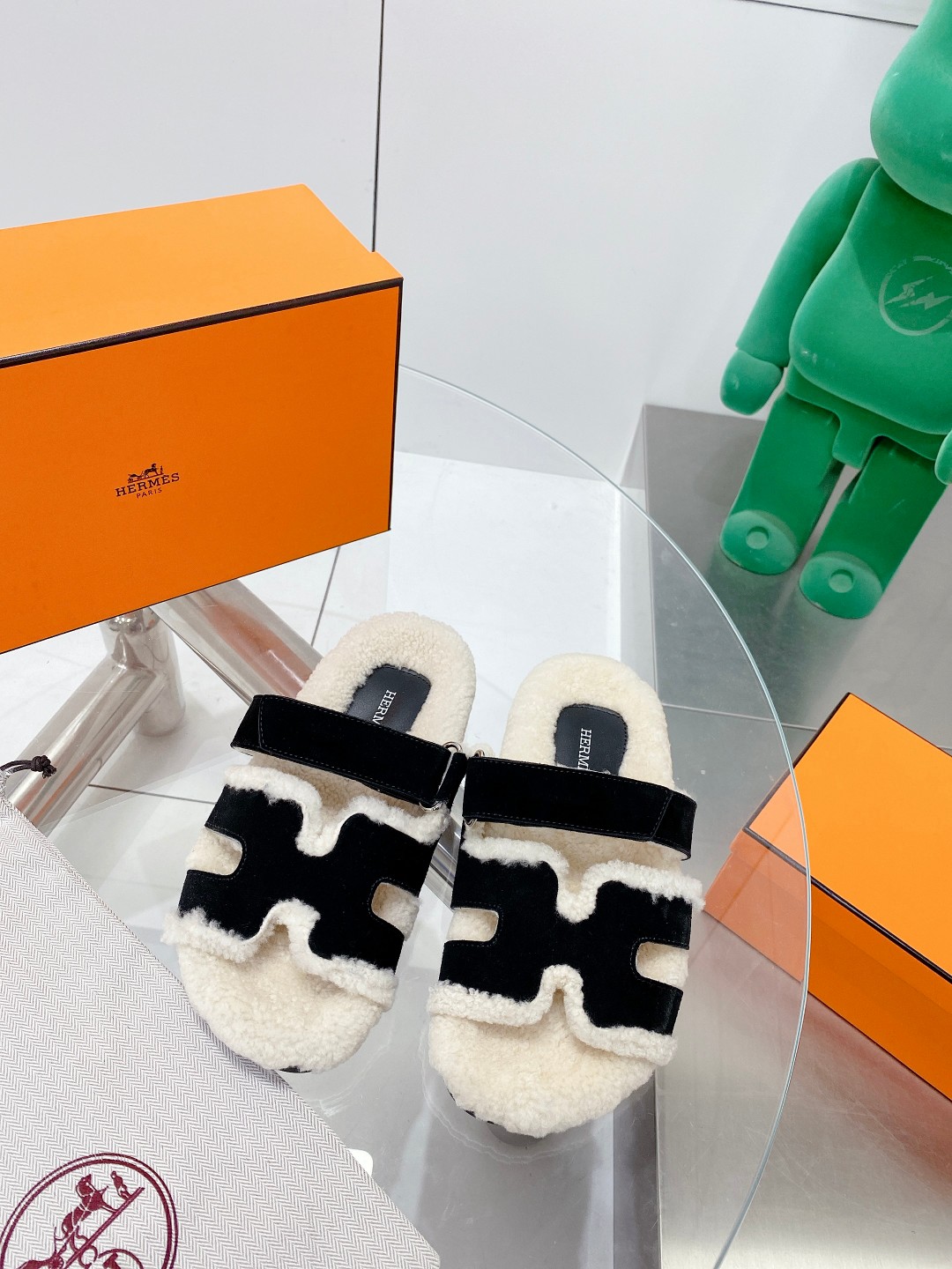 Hermes teddy fur uncle shoes