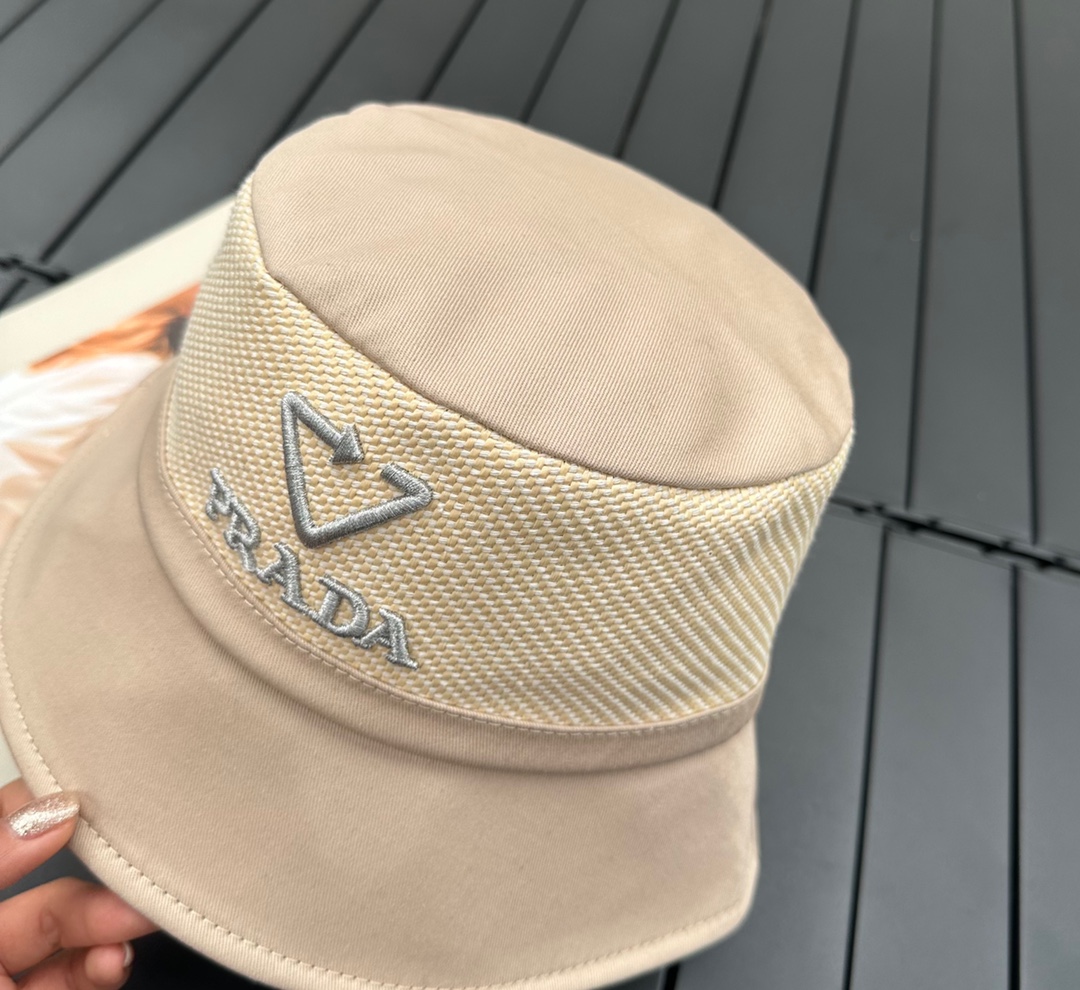 prada classic triangle bucket hat