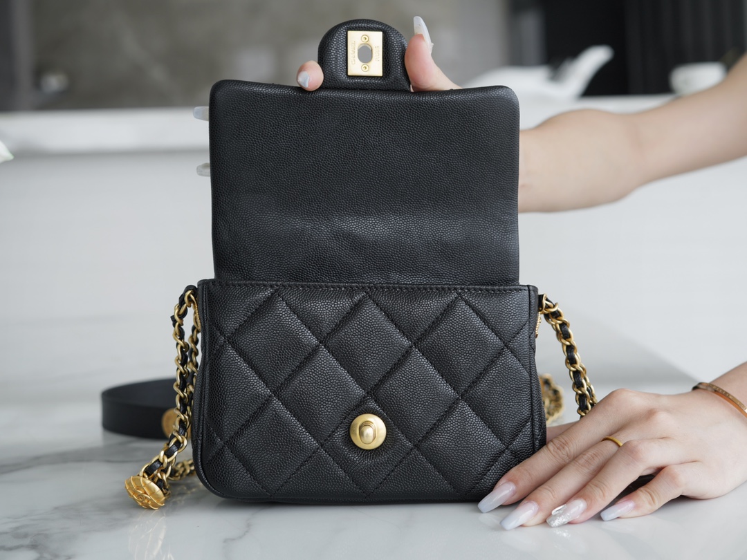 𝗖𝗛𝗔𝗘𝗡𝗟✦ 22A Advanced Handcraft Workshop Gold Coin Cover Bag Fang Fatty Genuine Leather