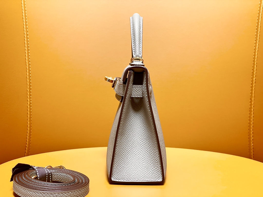 Mini Kelly second generation epsom leather asphalt gray gold buckle