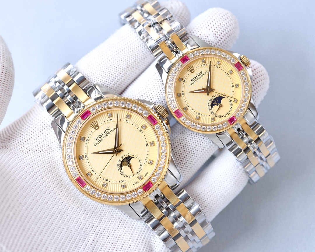 Rolex Classic Series Couple Mechanical Moon Phase Watches