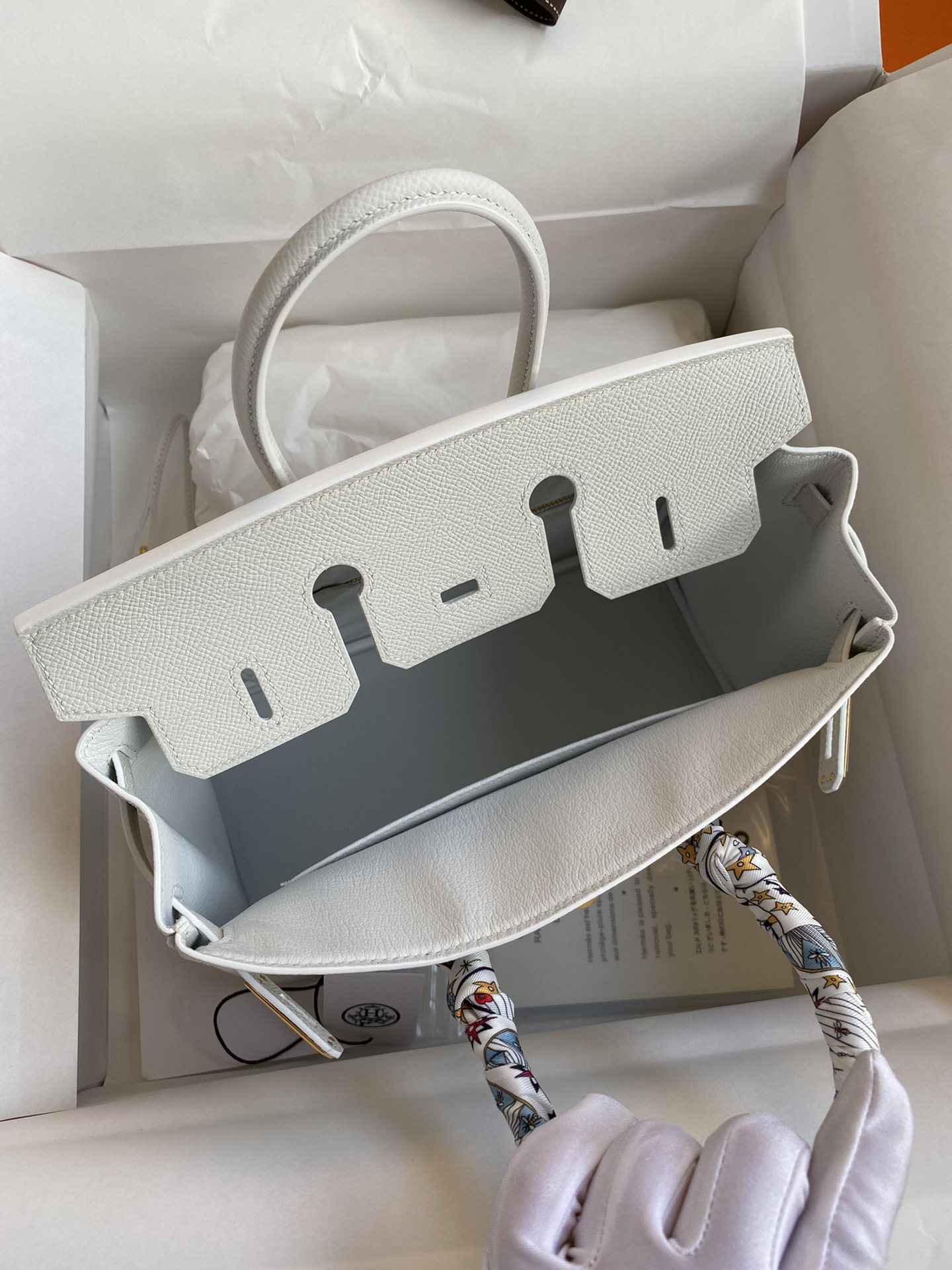 Birkin 25cm Epsom Leather Pure White Gold Buckle