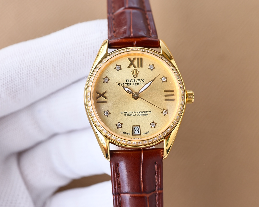 Rolex V8 version fashion women's watch simple three needle super luminous at night