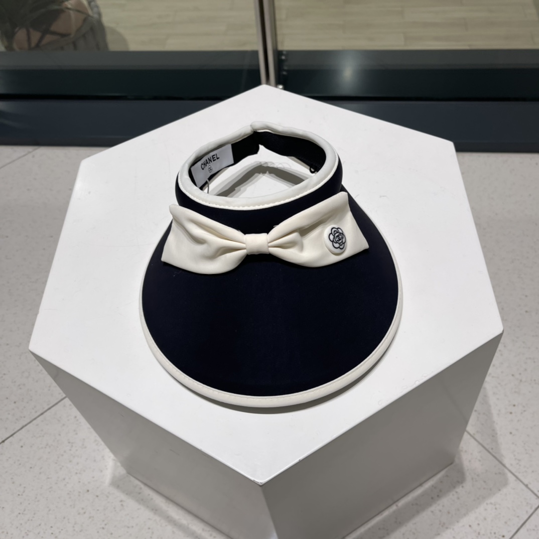 Chanel Bow Hat Empty Top Sun Protection UV Sun Shade Cap