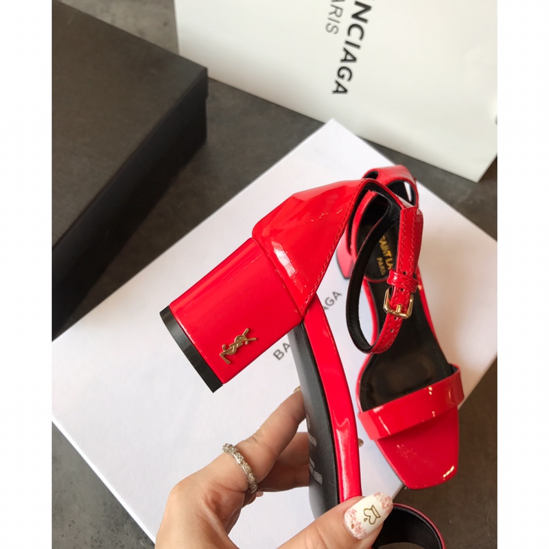 【Saint Laurene Saint Laurent】 YSL summer model thick heeled sandals with 6.5cm high