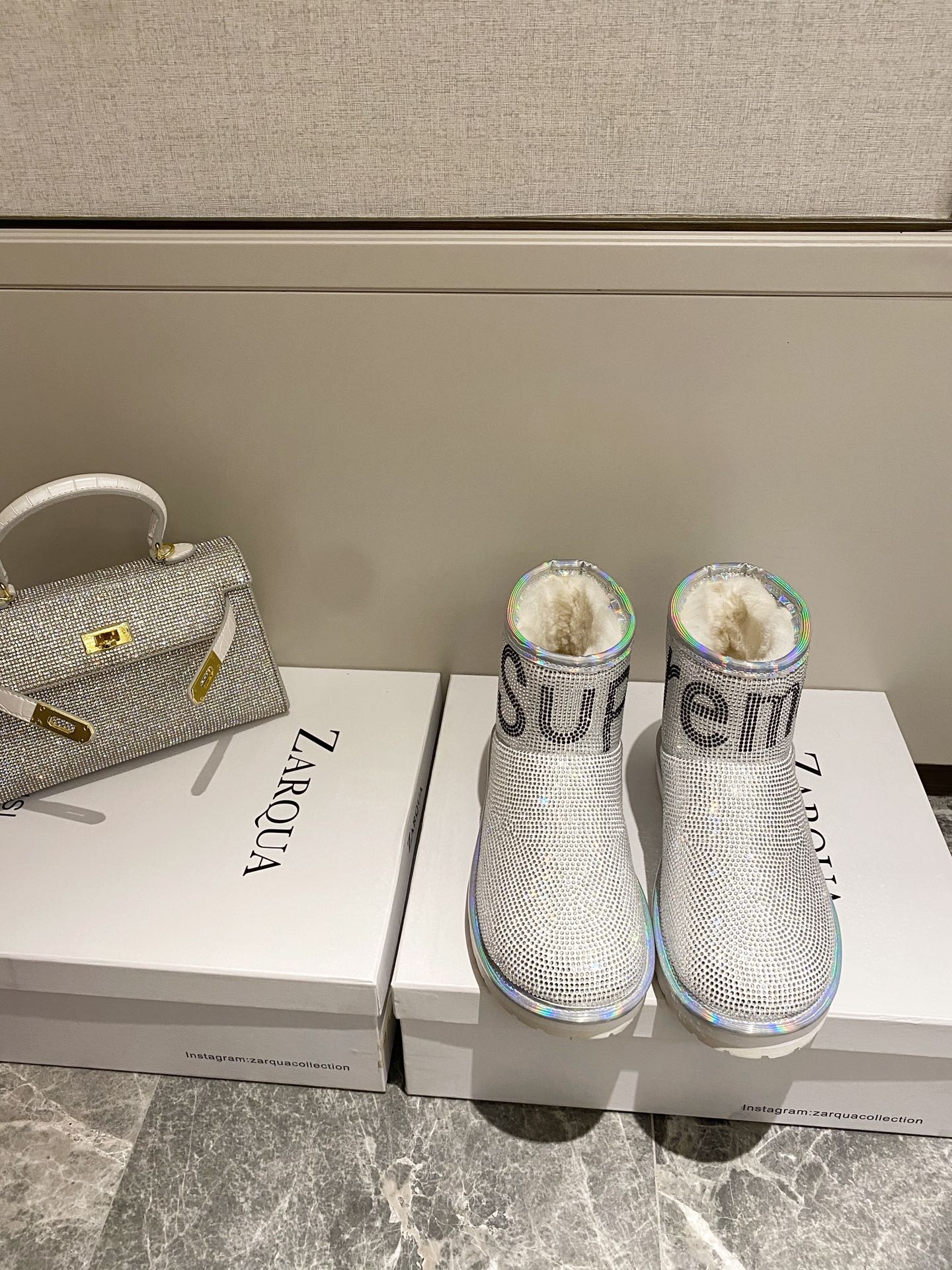 supermen & Louis Vuitton LV cooperation models full of diamonds snow shoes on the new lining pure wool super warm