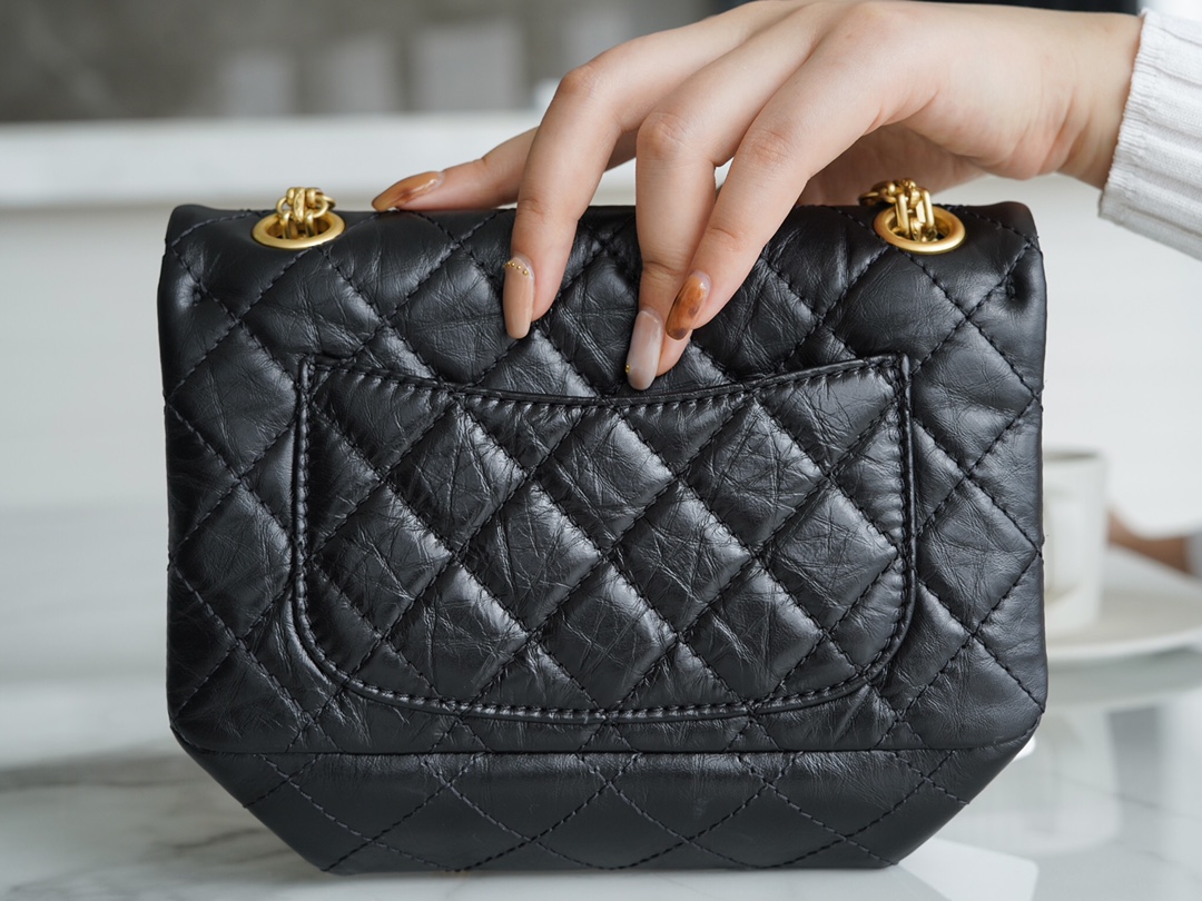 𝗖𝗵𝗮𝗻𝗲𝗹 Replica ❷. ❺❺ Italian [Montebello] tire cowhide 𝗠𝗶𝗻𝗶 black gold