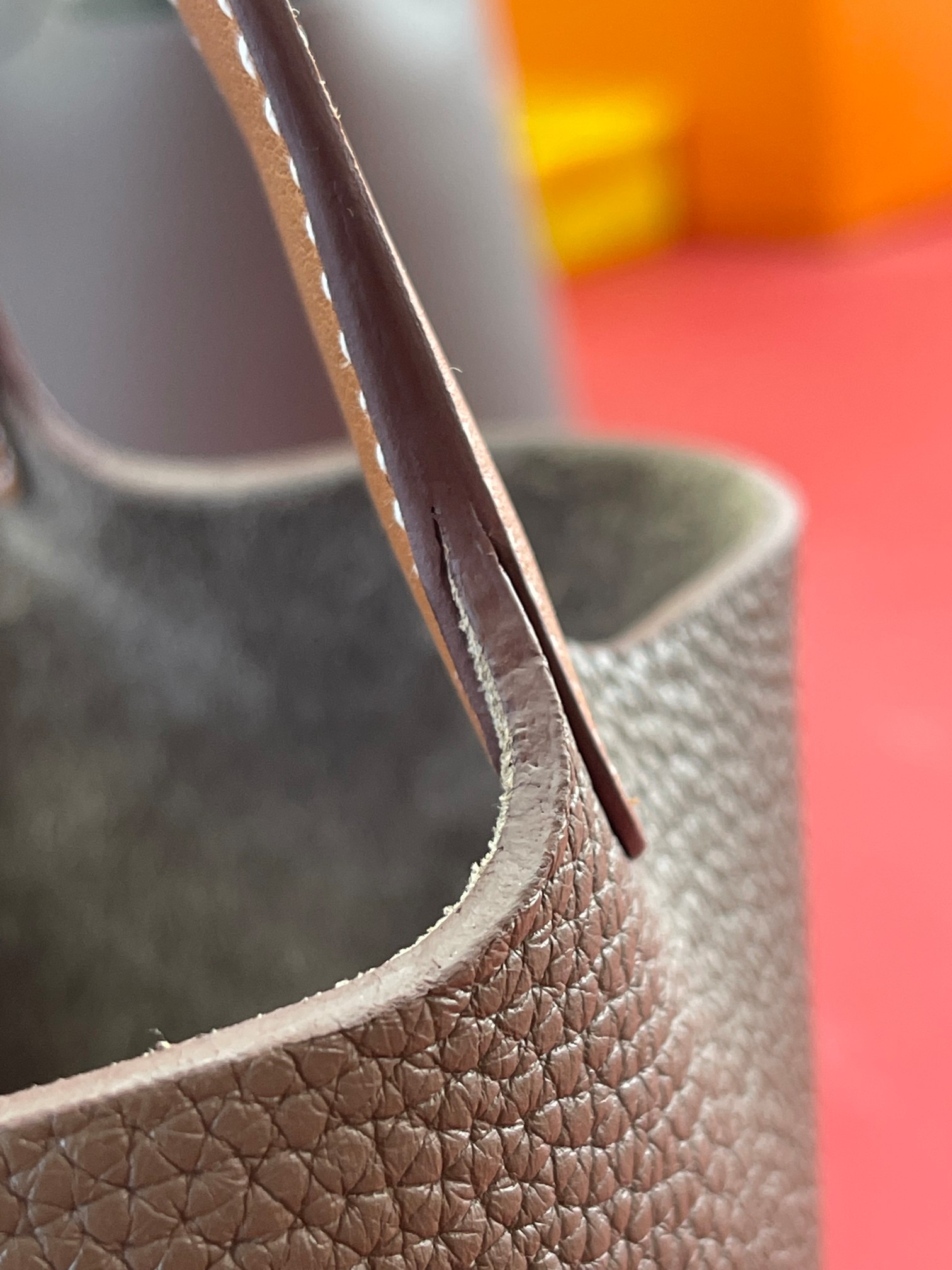 picotin18cm elephant gray and golden brown tc and swift leather gold buckle