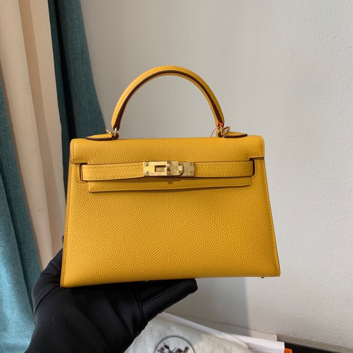 Mini II 9D Amber Yellow Original Epsom Leather Gold Buckle