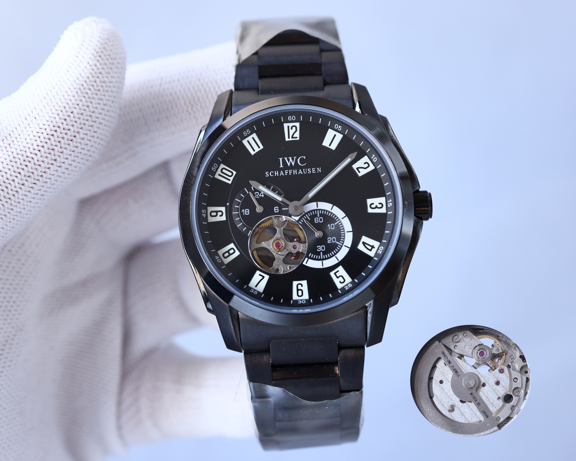 IWC- Built-in Japanese original 82s7 movement Sapphire scratch-resistant mirror 316 steel case Imported calfskin strap