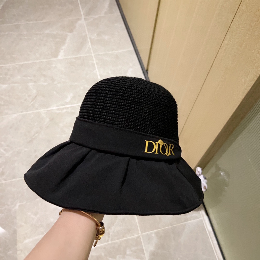 [Dior Dior] 2023 spring and summer style simple splicing sunset fisherman hat