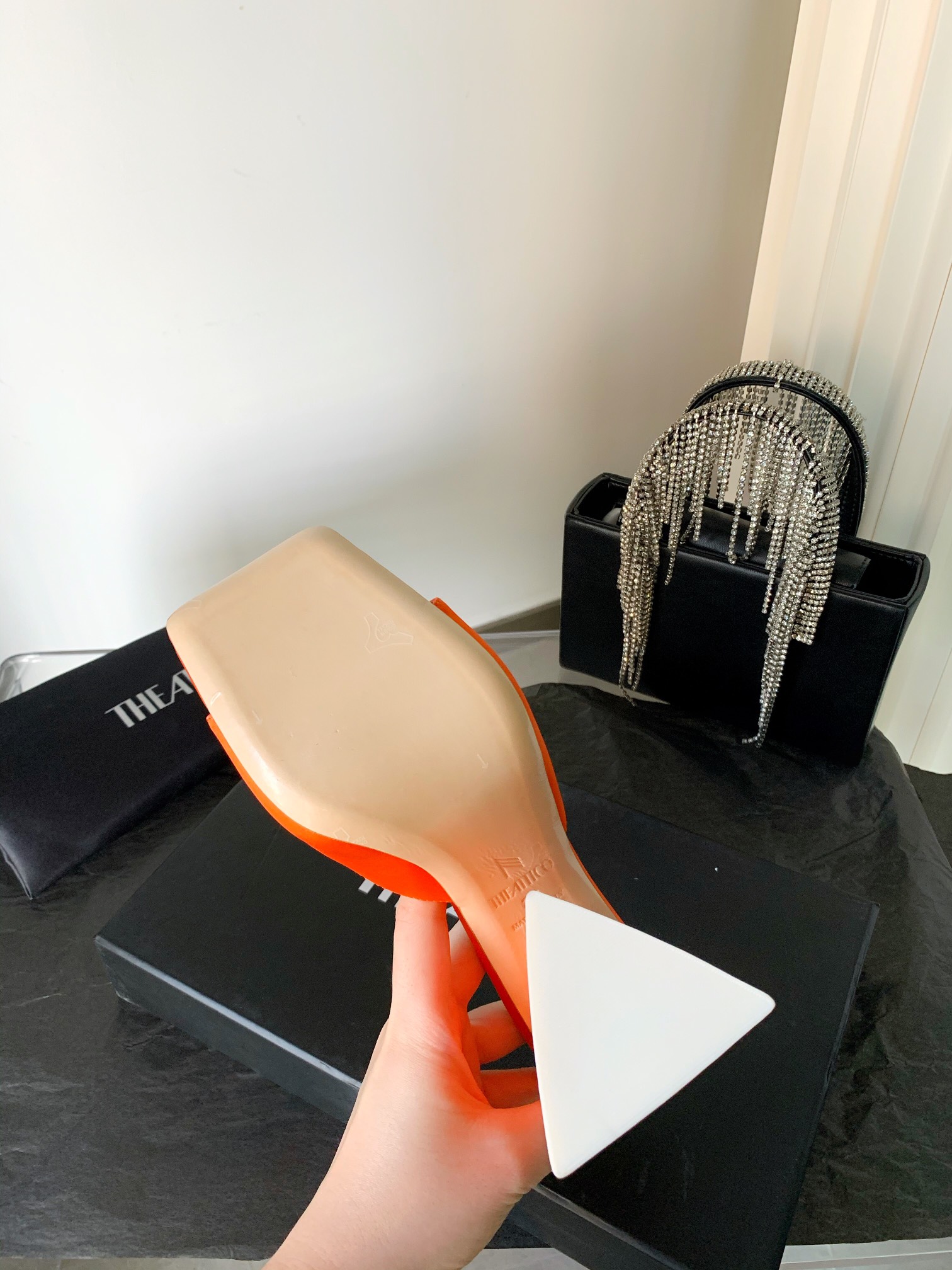 THE ATTICO | 𝟐𝟎𝟐𝟏/𝐒𝐒 𝐧𝐞𝐰 The attico triangle heel sandals lined with sheepskin leather genuine leather outsole