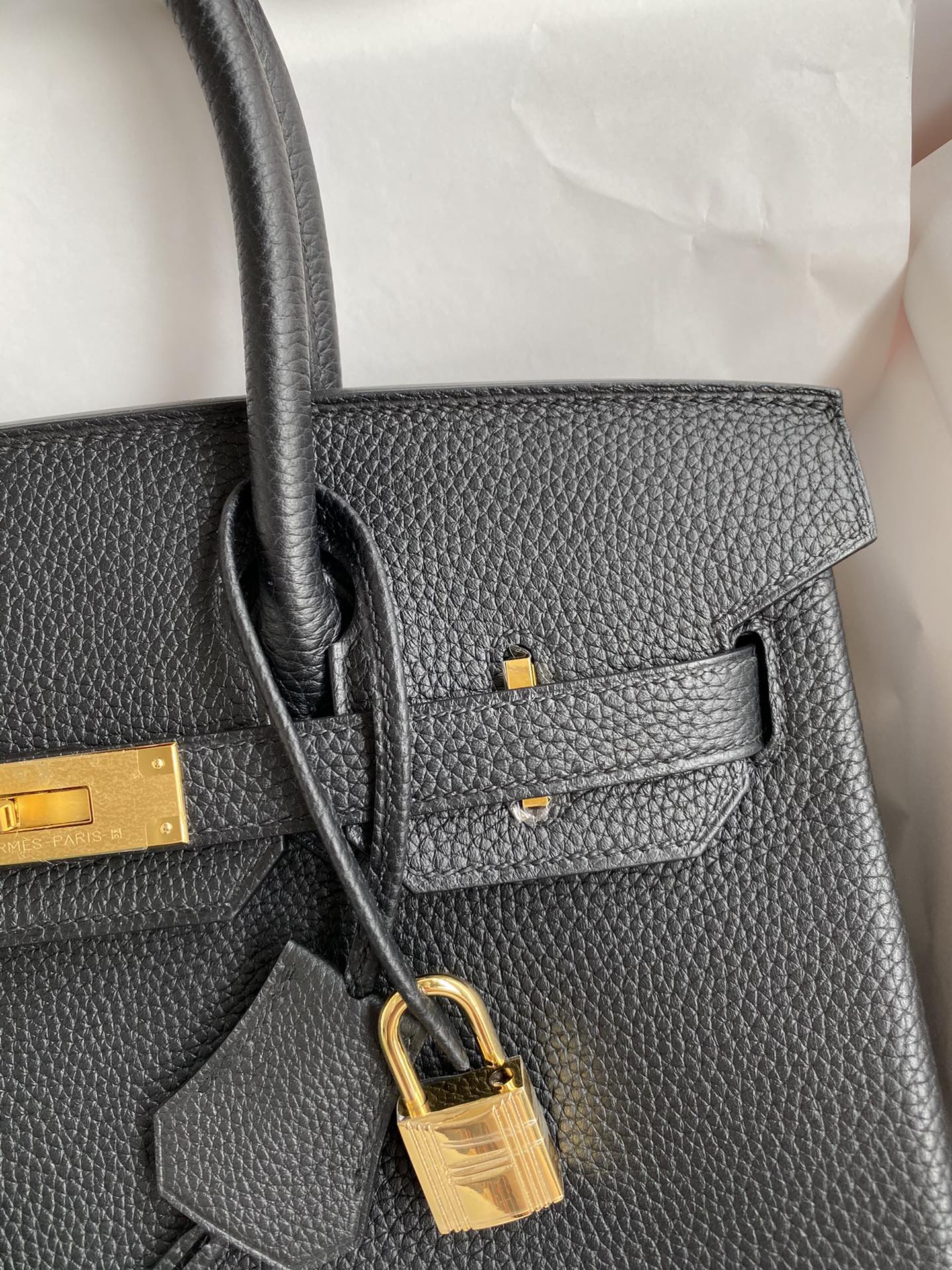Birkin 25/30/35cm imported Togo leather black gold buckle