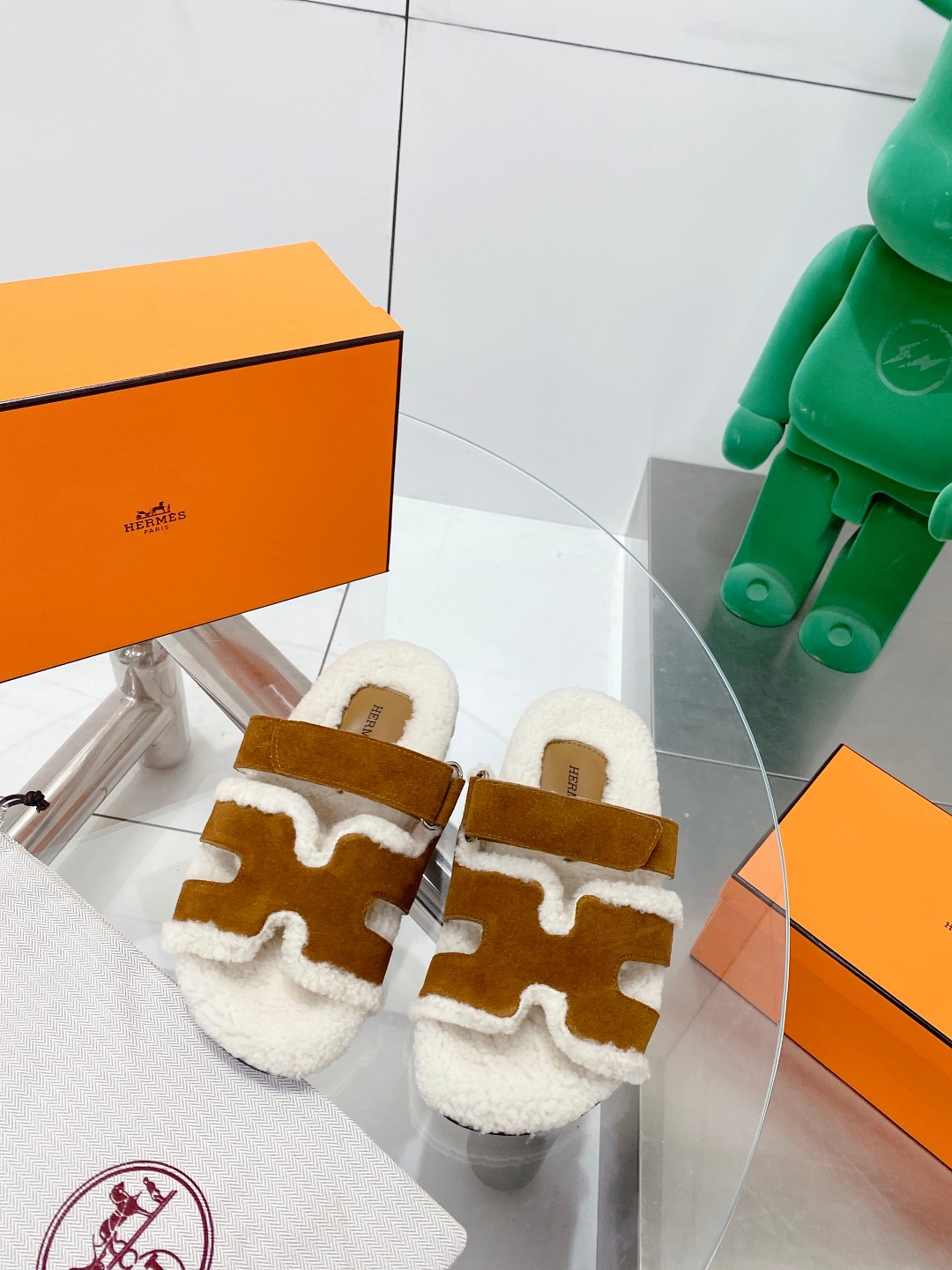 Hermes teddy fur uncle shoes