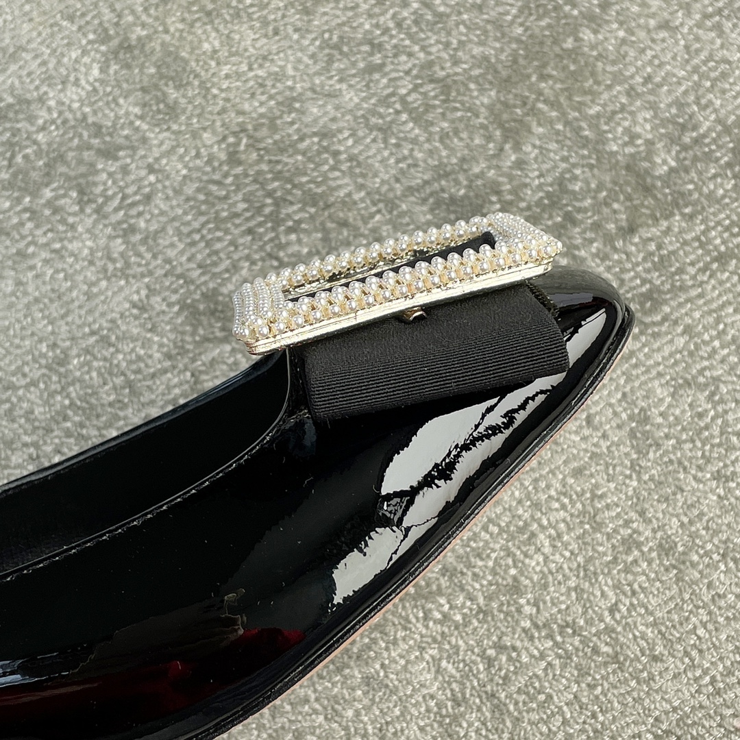 DIOR ballet heels black with diamond buckle 3.5cm