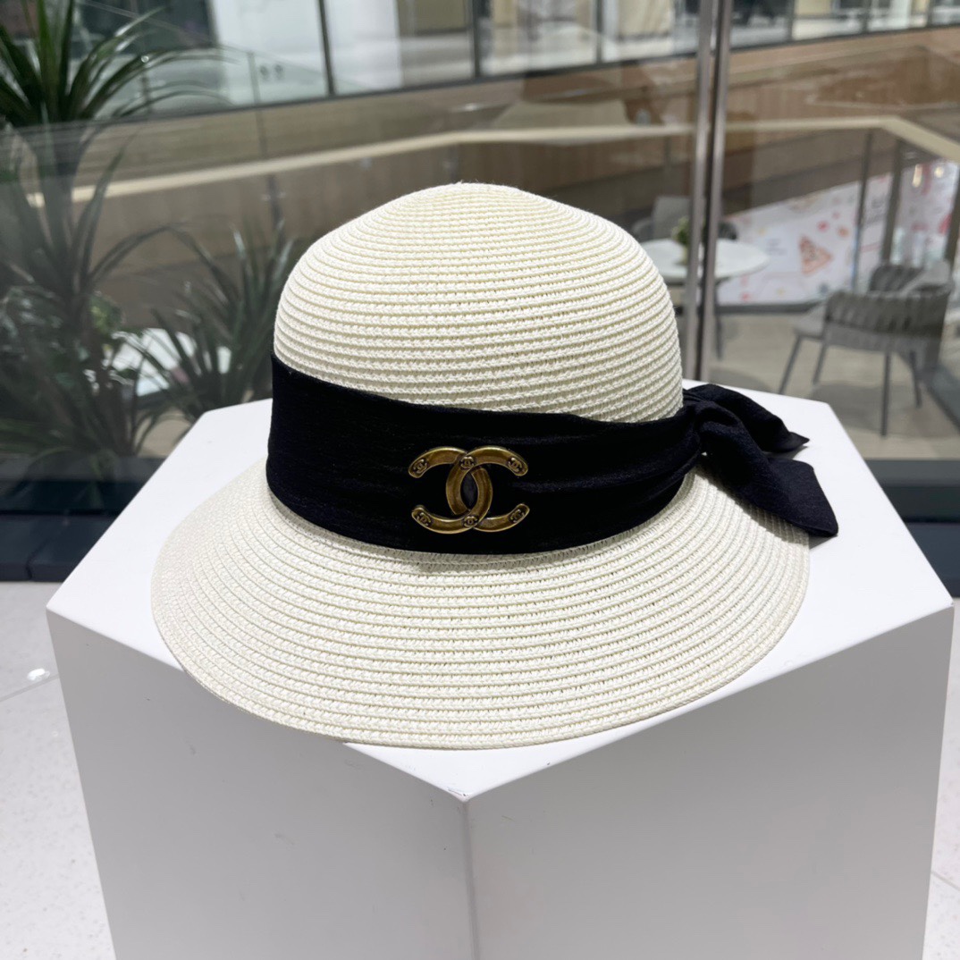 Chanel2023's new straw sunshade straw hat basin