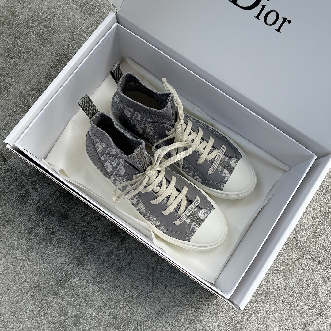 DIOR high top monogrammed shoes grey