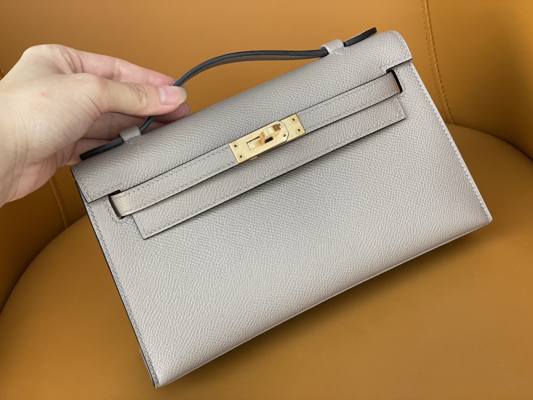 mini Kelly Asphalt Grey Epsom Gold Buckle