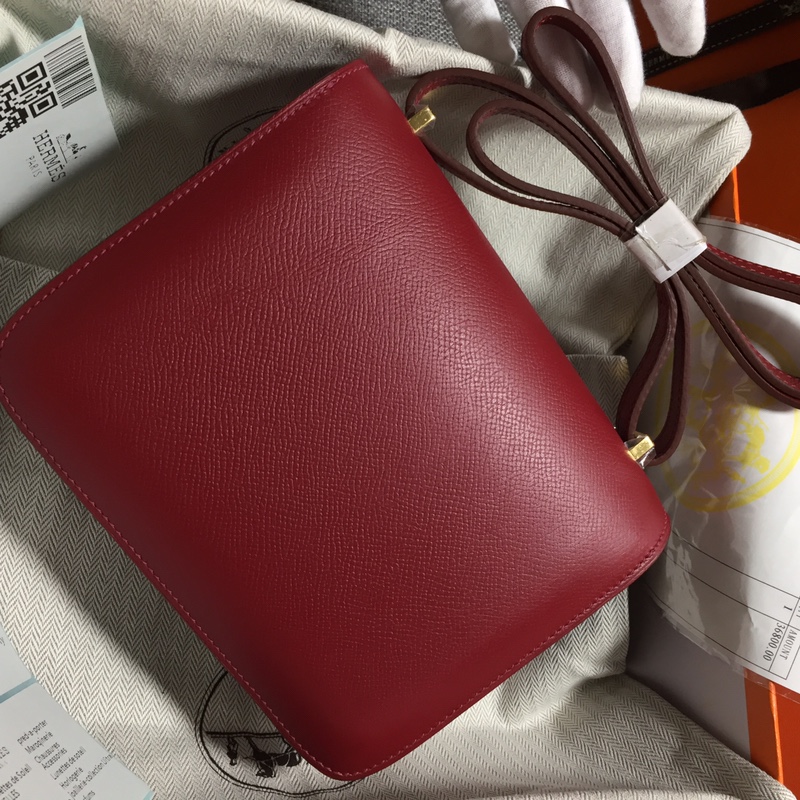 Constance18 wine red imported beeswax thread sewing original hardware Epsom leather