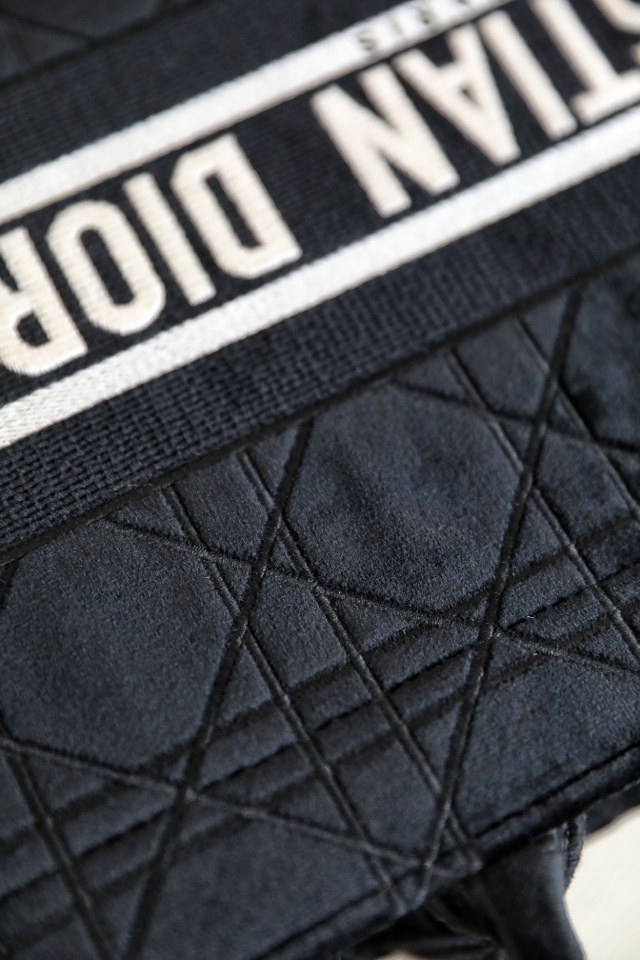 DIOR TOTE embroidered vine check black