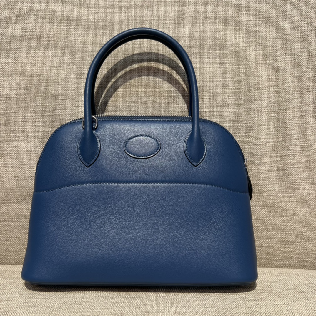 Bolide27cm R2 onyx blue, goatskin, handmade, beeswax thread stitching