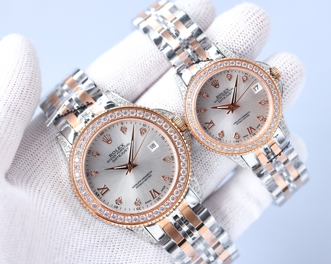 Rolex 316 top stainless steel material, stainless steel bezel set with multiple Swarovski diamonds