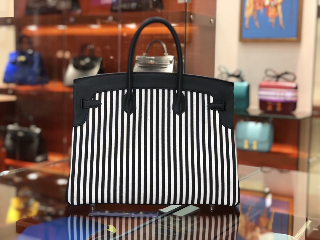 Birkin Riga 30cm swift leather spell imported canvas top handmade! Counter quality!