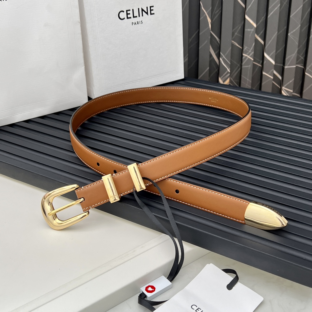 CELINE WESTERN medium belt in smooth calfskin