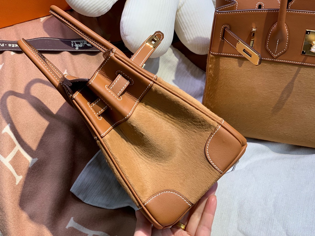 birkin30 imported cow hair ➕ golden brown swift full handmade gold buckle