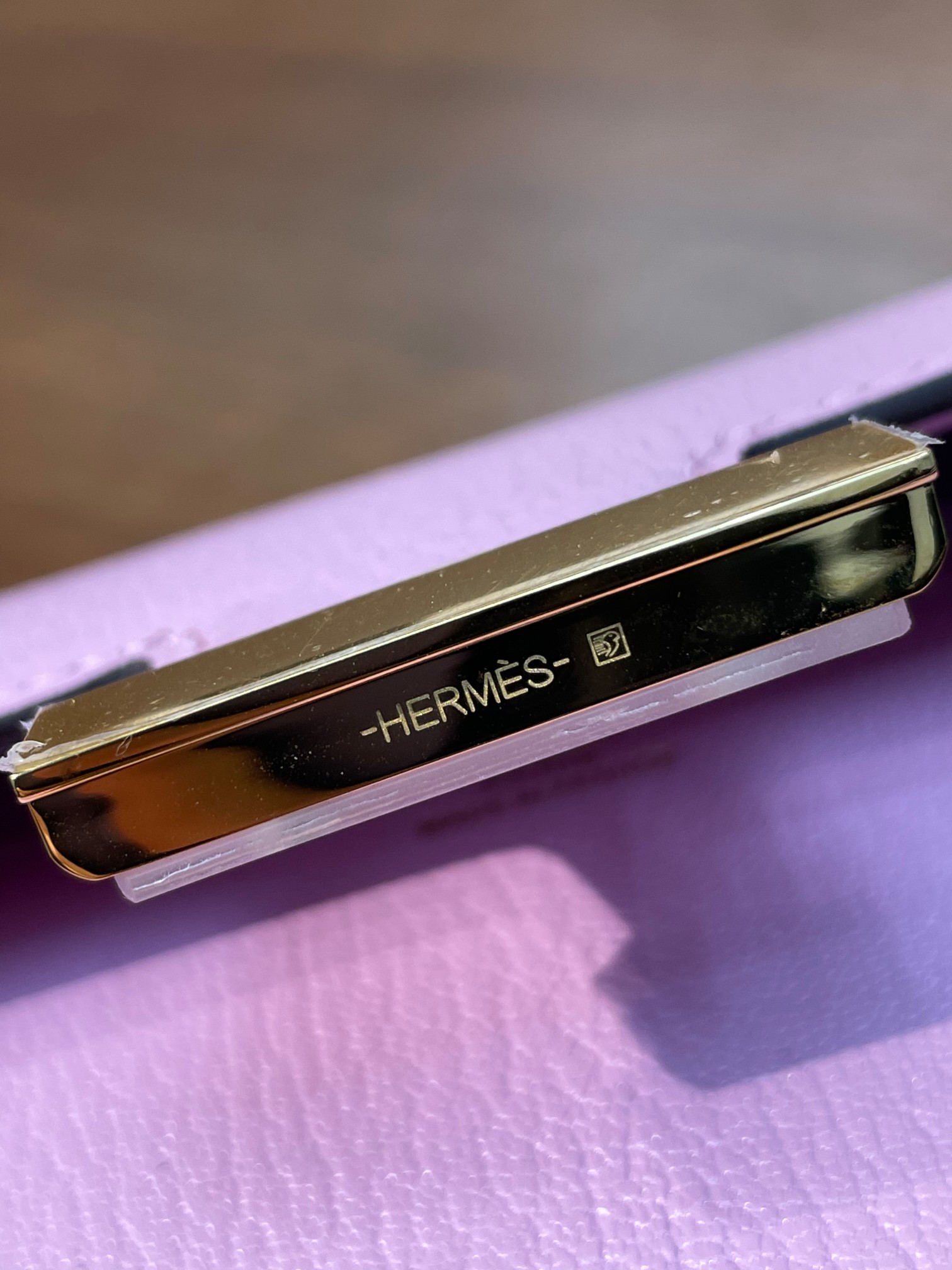 Kangkang 19 mallow purple goatskin gold buckle